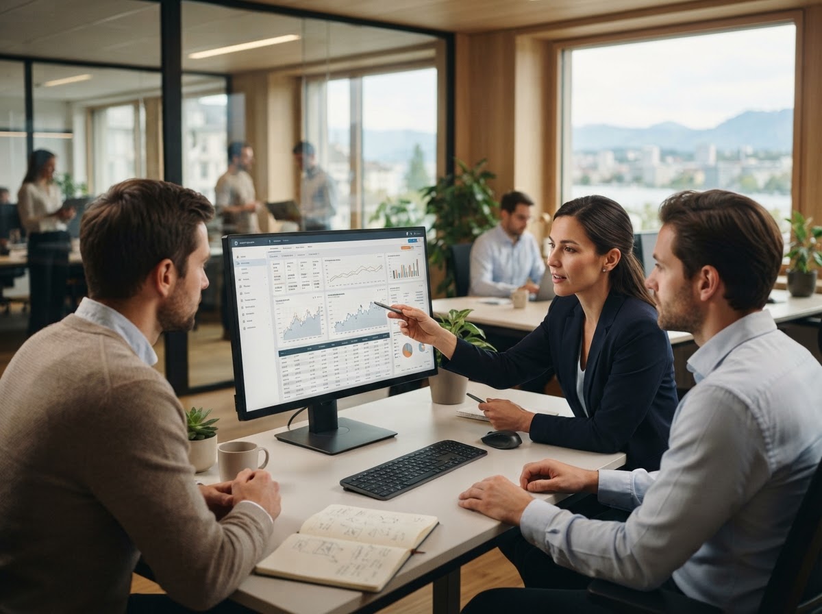 Etoro AI Automatic — équipe analysant des données de marché pour la gestion de trésorerie